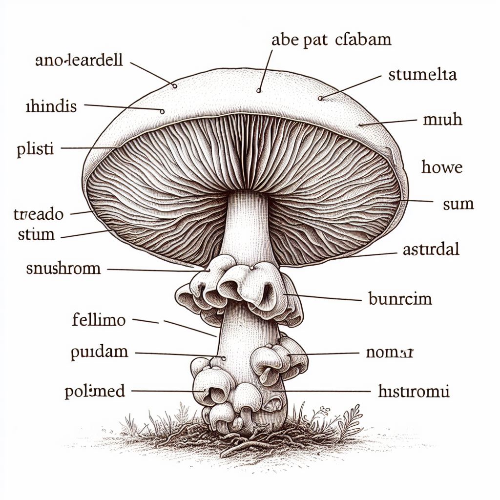 an AI-generated mushroom diagram with many errors