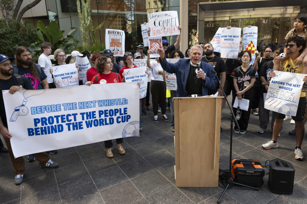 Public Citizen and 16 community, labor, and advocacy organizations demanding that the Los Angeles Sports and Entertainment Commission protect the people behind the World Cup